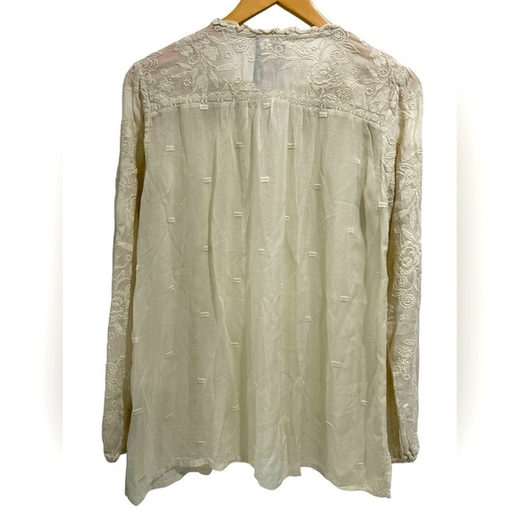 Johnny Was Embroidered Ruffle V Neck Long Sleeve Boho Peasant Blouse - XS - Picture 2 of 10